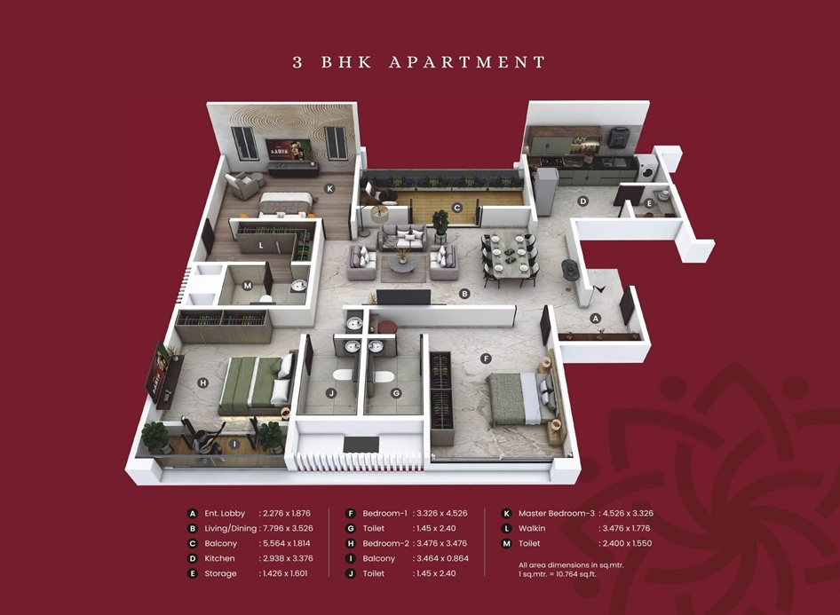Kumar PadmaOne Aundh, Luxurious 3 BHK residences Aundh, Pune