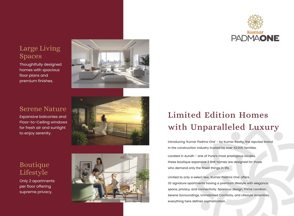 Kumar PadmaOne Aundh, Luxurious 3 BHK residences Aundh, Pune